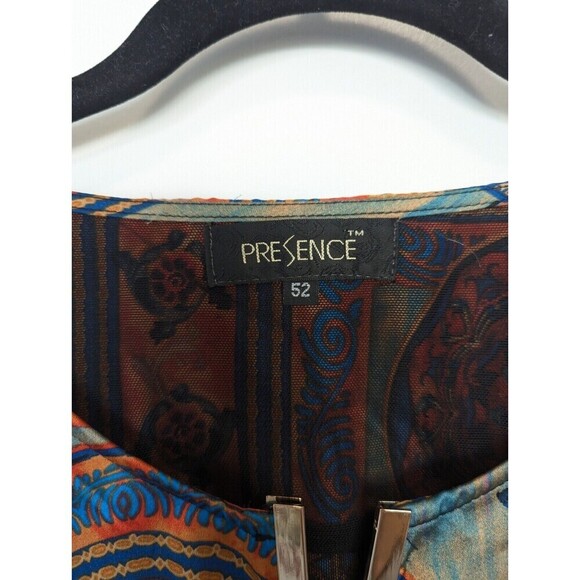 Presence Tunic Blouse Womens Plus Size 2X-3X Multicolor Geometric Satin Silky - Picture 8 of 10